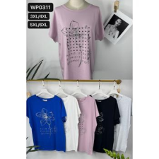 EMT Póló pamut női póló mintás – 3XL/4XL Kék női póló