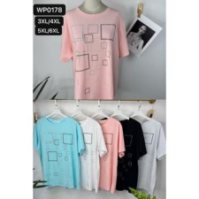  EMT Póló pamut női póló mintás – 3XL/4XL Kék női póló