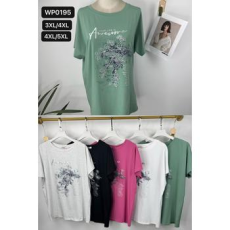  EMT Póló pamut női póló mintás – 3XL/4XL Rózsaszín