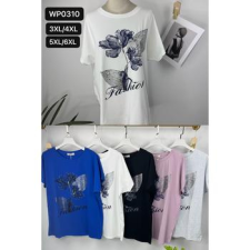 EMT Póló pamut női póló mintás – 5XL/6XL Mályva női póló