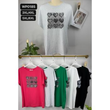 EMT Póló pamut női póló mintás – 5XL/6XL Rózsaszín női póló