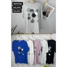 EMT Póló pamut női póló mintás – 5XL/6XL Szürke női póló