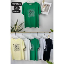 EMT Póló pamut női póló mintás – L/XL Fehér női póló