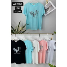 EMT Póló pamut női póló mintás – L/XL Fehér női póló