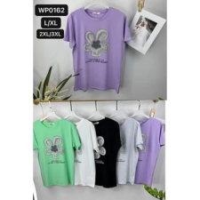 EMT Póló pamut női póló mintás – L/XL Fehér női póló