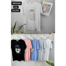 EMT Póló pamut női póló mintás – L/XL Fehér női póló
