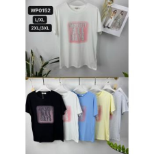 EMT Póló pamut női póló mintás – L/XL Fekete női póló