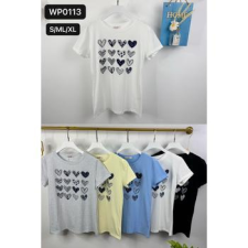 EMT Póló pamut női póló mintás – L/XL Szürke női póló