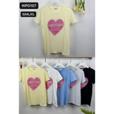 EMT Póló pamut női póló mintás – L/XL Szürke női póló