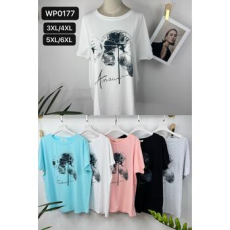  EMT Póló pamut női póló virágmintával – 5XL/6XL Szürke