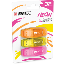 Emtec 32GB Neon USB 2.0 Pendrive - Vegyes színek (3db) pendrive
