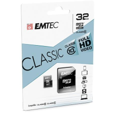 Emtec Memóriakártya, microSDHC, 32GB, CL10, 20/12 MB/s, adapter, EMTEC &quot;Classic&quot; memóriakártya
