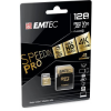 Emtec Memóriakártya, microSDXC, 128GB, UHS-I/U3/V30/A2, 100/95 MB/s, adapter, EMTEC "SpeedIN"