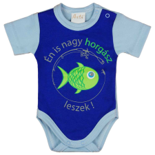"Én is nagy horgász leszek" feliratos rövid ujjú baba body sárga kombidressz, body