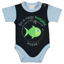 "Én is nagy horgász leszek" feliratos rövid ujjú baba body sárga kombidressz, body