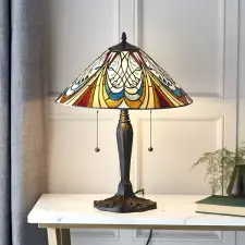 Endon Lighting Endon klasszikus tiffany asztali lámpa hector sötétbarna sokszínű end64163 világítás