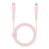 ENERGEA Flow C94 Type-C / Lightning MFI szövet gyorstöltő- és adatkábel, 1.5m, 60W, 3A, rózsaszín
