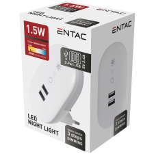 Entac Entac éjjeli fény 3000K fényerőszabályzós 2 USB porttal éjjeli fény