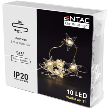 Entac meleg fehér, elemes LED Fényfüzér 10db izzóval 1,3m - Csillag karácsonyfa izzósor