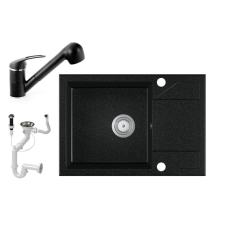 Eos Gránit Mosogató EOS Adria + kihúzható Shower csaptelep + dugóemelő - fekete csaptelep