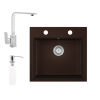 Eos Gránit mosogató EOS Como + Design csaptelep + adagoló (matt barna)