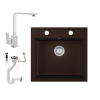 Eos Gránit mosogató EOS Como + Design csaptelep + dugókiemelő (matt barna)