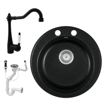 Eos Gránit mosogató EOS Valero + rusztikus csaptelep + dugókiemelő (fekete) csaptelep