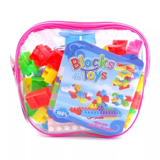  Építő játék rózsaszín kistáskában 56db-os barkácsolás, építés