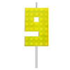  Építőkocka 9-es Yellow Blocks tortagyertya, számgyertya