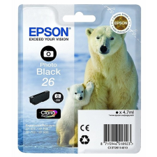 Epson T26 T2611 Photo Black tintapatron eredeti C13T26114012 Jegesmedve nyomtatópatron & toner