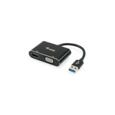 Equip 133386 USB3.0 apa átalakító kábel VGA+HDMI anyára fekete (EQ133386) - Átalakítók kábel és adapter