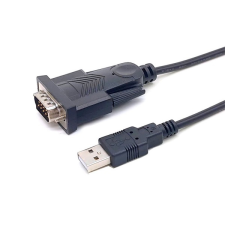 Equip Kábel - 133391 (USB-A to Serial (DB9), fekete, 1,5m) kábel és adapter
