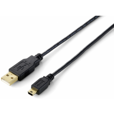 Equip USB2.0-A apa - MiniUSB-B apa Átalakító kábel 3m - Fekete kábel és adapter
