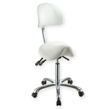  ERGONOMIKUS nyeregszék, görgős króm, gázrugós, fehér, gáttámlás gyógyászati segédeszköz