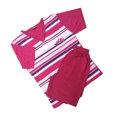 Erkan Nyári pizsama shorttal 158-164 - Fuchsia csíkos / "Love" - Kiárusítás