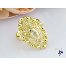  Ernella antiallergén hosszú csipkemintás gyűrű középen fehér kővel-14K gyűrű