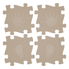 Érzékszervi és ortopédiai puzzle szőnyeg – kezek és lábak, 16 darab - Bézs puzzle, kirakós