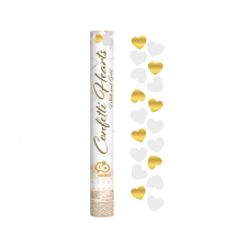 Esküvő Gold White Hearts, Szív konfetti kilövő 40 cm party kellék