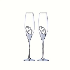  Esküvői pezsgőspohár szett ezüst szív motívummal – 200 ml XK277624 konyhai eszköz