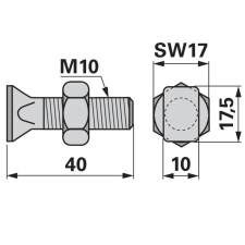 ESM Rögzítőcsavar 00630510 - M10 x 40 mm autóalkatrész