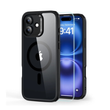 ESR HYBRID HALOLOCK szilikon telefonvédő (ütésállóság, légpárnás sarok, MagSafe + képernyővédő üveg) ÁTLÁTSZÓ/FEKETE tok és táska