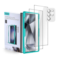 ESR képernyővédő üveg 2db (2.5D, 0.33mm, 9H + segédkeret + kameravédő üveg) FEKETE Samsung Galaxy S24 Ultra (SM-S928) mobiltelefon kellék