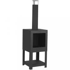 Esschert Design FF410 fekete kültéri kandalló tűzifatárolóval kályha, kandalló