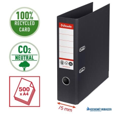 ESSELTE Iratrendező, 75 mm, A4, Co2-semleges, élvédő sínnel, ESSELTE "No.1", fekete gyűrűskönyv