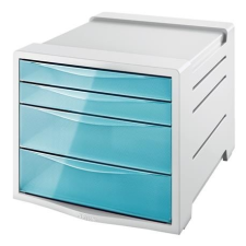ESSELTE Irattároló, műanyag, 4 fiókos, ESSELTE "Colour`Breeze", áttetsző kék irattartó