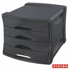 ESSELTE Irattároló, műanyag, 4 fiókos, ESSELTE "Europost", Vivida fekete irattartó
