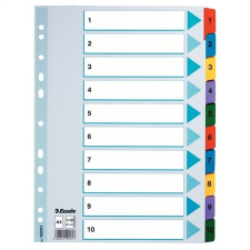 ESSELTE Regiszter, karton, A4, 1-10, ESSELTE Mylar regiszter és tartozékai