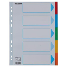ESSELTE Regiszter, karton, A4, 5 részes, írható előlappal, ESSELTE "Standard", színes regiszter és tartozékai
