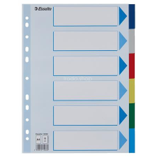 ESSELTE Regiszter, műanyag, A4, 6 részes, ESSELTE regiszter és tartozékai
