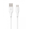 eSTUFF Infinite Super Soft USB Type-A apa - USB Type-C apa Adat és töltő kábel - Fehér (1m) (ES605170)